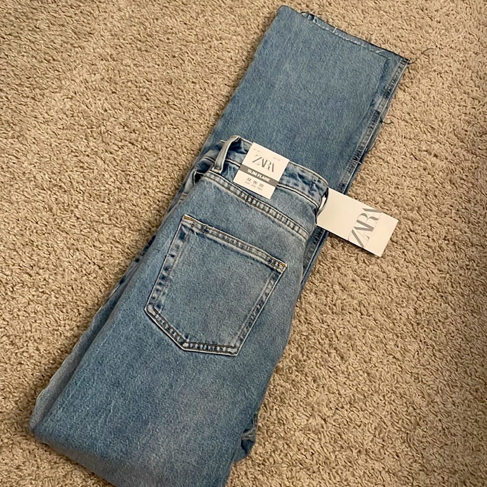 ZARA flared ripped slim fit jeans